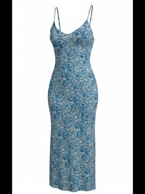 Generation Love Blue Paisley Slip Dress